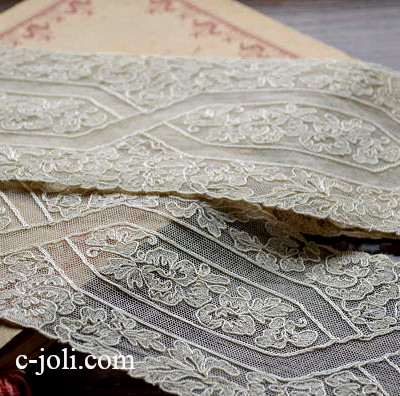 【日本発送】L1354　フランスアンティークレース/テープレース　コットンレース 1m