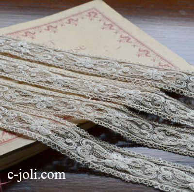 【日本発送】L1445　フランスアンティークレース/テープレース　コットンレース 2m20