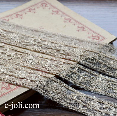 【日本発送】L1448　フランスアンティークレース/テープレース　コットンレース 1m50