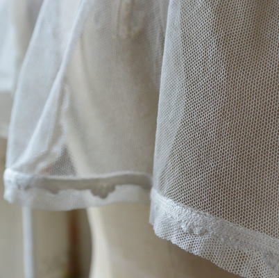 【日本発送】L1724　フランスアンティークレース　リネンチュールレースクロス　オフ白 86x29cm