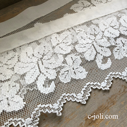 【日本発送】L1902　フランスアンティークレースエッジ/シェルフランナー/バランス 1m47　リネンマシーンレース