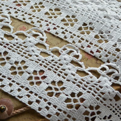 【日本発送】L1913　イギリスアンティークレースボーダー/テープレース　コットンクロシェレースフレーム 100x77cm