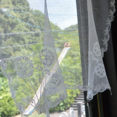 【日本発送】L1938　フランスアンティークレースベール　リネンチュールレース 53x54cm