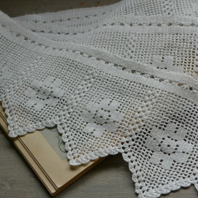 【日本発送】L2084　イギリスアンティークレースボーダー/テープレース　コットンクロシェレース 2m23