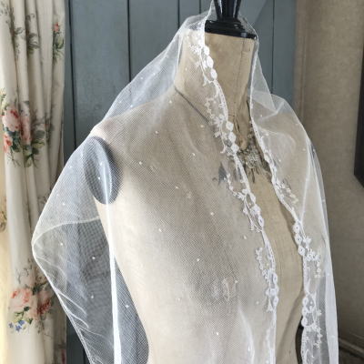 L2298 フランスアンティークレースストール/レースショール 1900年