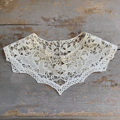L2368　フランスアンティークレースつけ襟/レース衿　リネンボビンレース