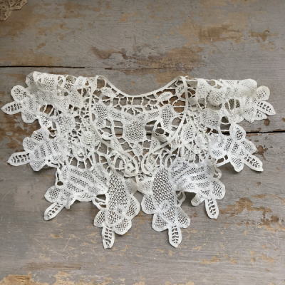 L2369　フランスアンティークレースつけ襟/レース衿　リネンボビンレース