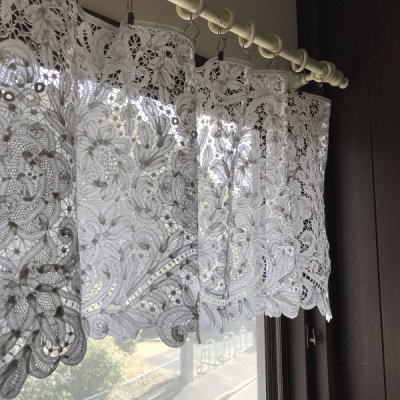 L2400 フランスアンティークレースクロス/幅広レース/カフェカーテン　リネンバテンレース 1m20