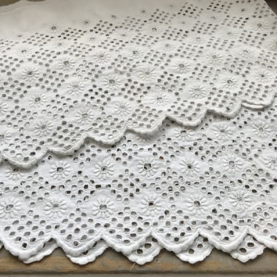 L2417 フランスアンティークレーストリム/テープレース/ボーダーレース　カットワーク手刺繍リネン/ホワイトワーク手刺繍クロス 2m47