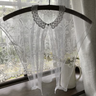 L2424 フランスアンティークレースフロント/シャツフロント　リネンチュールレース