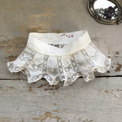 L2448 フランスアンティークレースつけ襟/レース衿　麻ローン＆ヴァランシエンヌレース