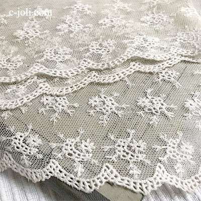 【パリ発送】L2490 フランスアンティークレーストリム/テープレース/ボーダーレース　20世紀初頭リネンチュールレース  1m34