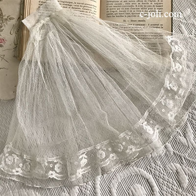 【パリ発送】L2589 フランスアンティークレースつけ襟/レースジャボ（胸元飾り）　アプリカシオンリネンチュールレース