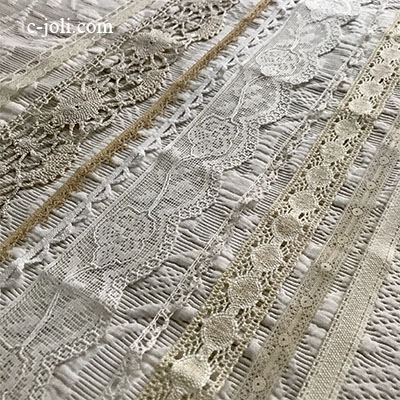 【パリ発送】L2593 フランスアンティークレーストリム/テープレース/ボーダーレース9本　ボビンレース/リネンレースアソート 