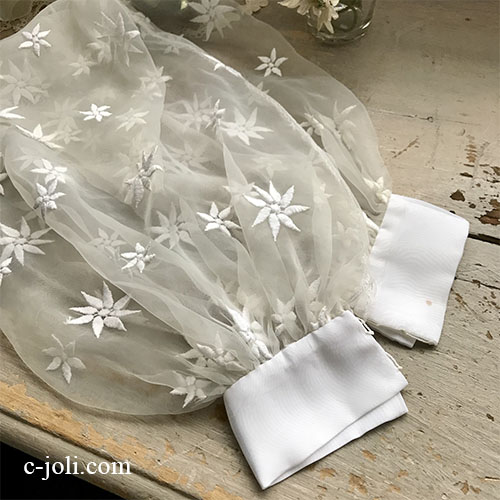 【日本発送】L2722 フランスアンティークパーツ/スリーブ　シフォン＆刺繍スリーブ 2枚