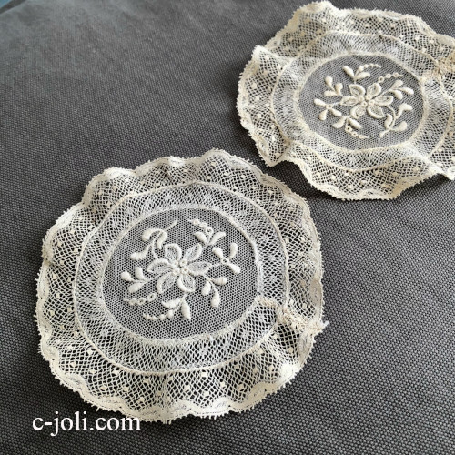 パリ発送】L2823 フランスアンティークノルマンディーレースドイリー2