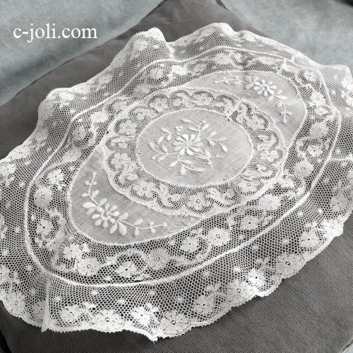 パリ発送】L2826 フランスアンティークノルマンディーレース ホワイト