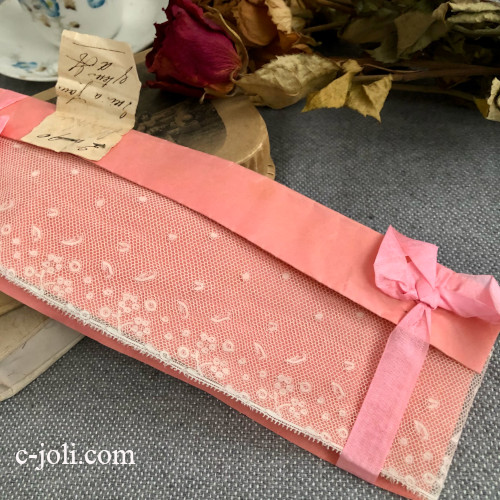 【日本発送】L2882 フランスアンティークレーストリム/テープレース/ボーダーレース　19世紀ヴァランシエンヌレース 3m05