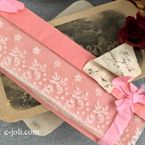 【パリ発送】L2883 フランスアンティークレーストリム/テープレース/ボーダーレース　19世紀ヴァランシエンヌレース 3m45