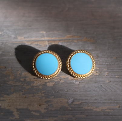 【日本発送】A-237　フランスアンティークイヤリング　エマイユ/エナメル＆ブラスイヤリング　デッドストック（未使用品）