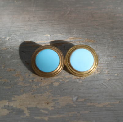 【日本発送】A-238　フランスアンティークイヤリング　エマイユ/エナメル＆ブラスイヤリング　デッドストック（未使用品）