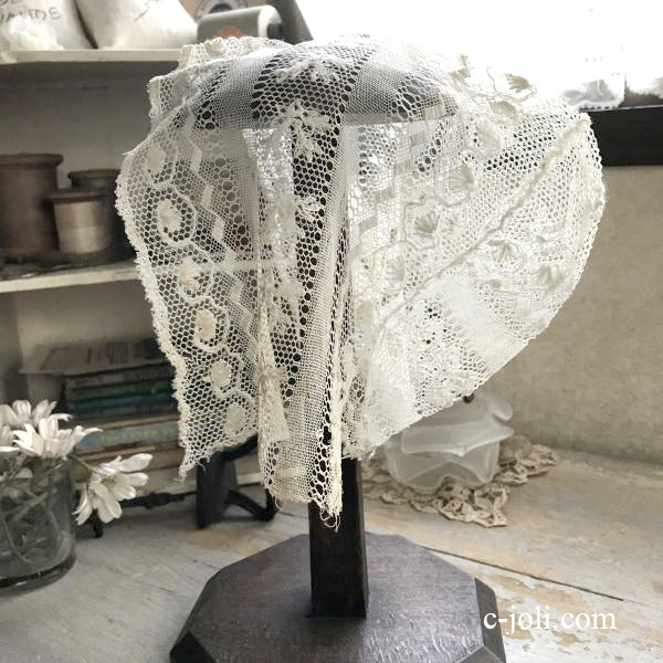 【日本発送】B-092　英国アンティーク　ネットレースベビー(チャイルド）ハット　