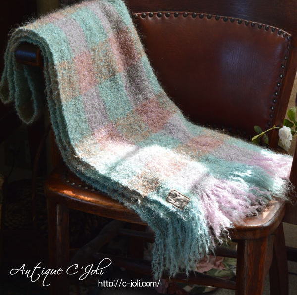 B1204　イギリスアンティーク/ヴィンテージ　アクリルショール 60x160cm