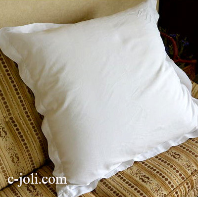 フランスアンティーク　クッションカバー　ピロケース アンティークピローケース クッションカバー モノグラム刺繍 フランス