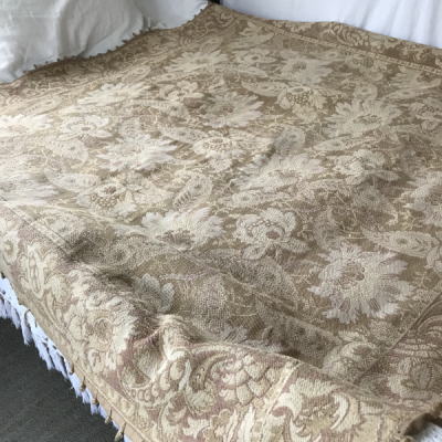 B1509 フランスアンティークコットンマルチカバー/アンティークラグ/アンティーク生地　アンティークコットンクロス 142x140cm