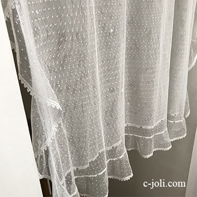 【パリ発送】B1542 フランスアンティークレースブランケットケース　リネンネットレースブランケットカバー 123x129cm