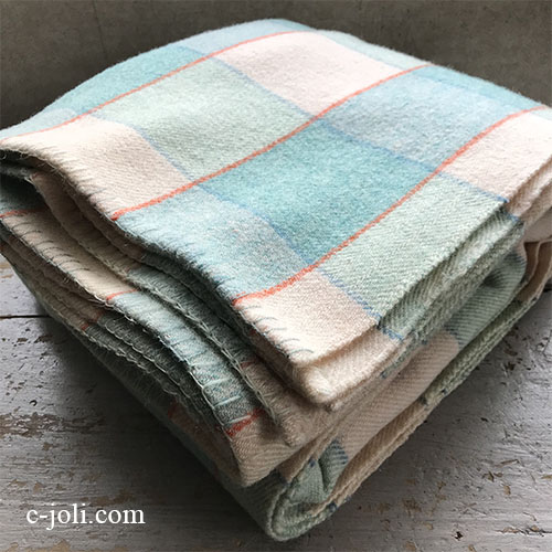 B1614 イギリスアンティーク/ヴィンテージウールブランケット 177x210cm