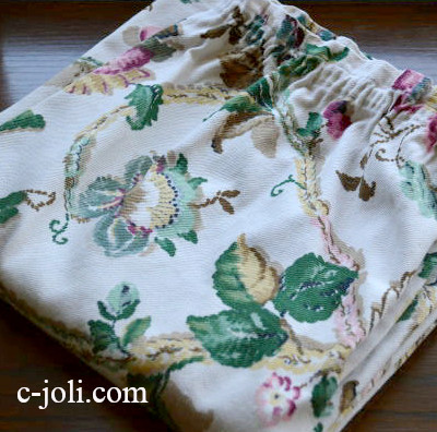 【日本発送】C-459  イギリスアンティークカーテン　花柄コットンカーテン 117cm