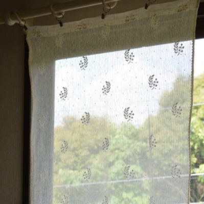 【日本発送】C-566　フランスアンティークレースカーテン　コットンレース 108cm-111cm