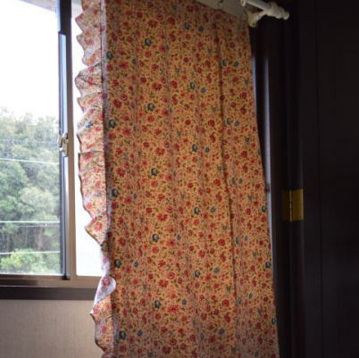 C-604　フランスアンティークカーテン　チンツ柄コットンカーテン 2m60