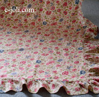 【日本発送】C-605  フランスアンティークカーテン　チンツ柄コットンカーテン 2m60