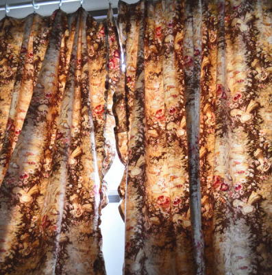 C-642  フランスアンティークカーテン2枚　コットンカーテン 2m48