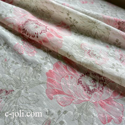 【日本発送】C-680  フランスアンティークカーテン　花柄コットンガーゼカーテン 2m28