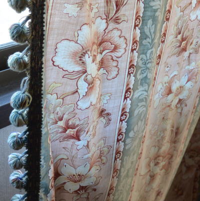 C-721　フランスアンティークカーテン　花柄コットンカーテン 1m83