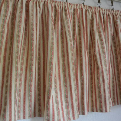 【日本発送】C-775　フランスアンティークカーテン　ストライプ柄コットンカフェカーテン