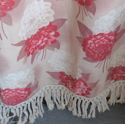 C-815　フランスアンティークカーテン/プリントカーテン　花柄コットンカーテン 2m