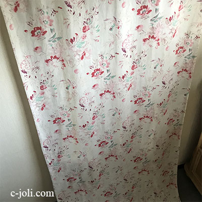 C1052 フランスアンティークカーテン/プリントカーテン　花柄コットンカーテン 2m53