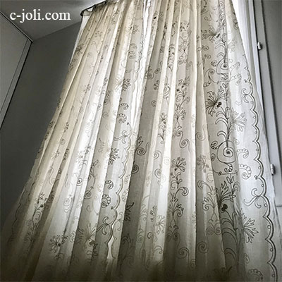 C1016 フランスアンティークレースカーテン ハンドワークコットン