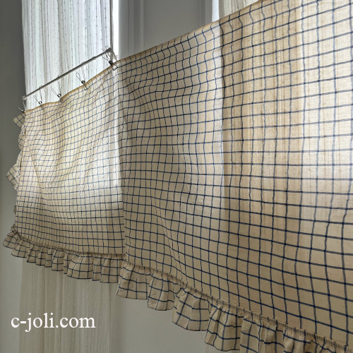 パリ発送】C1187 フランスアンティークカーテン コットンボイル