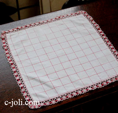 【日本発送】E-087　フレンチアンティークリネンハンカチ