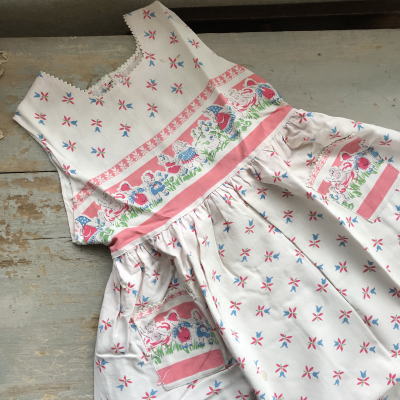 E-285　フランスアンティーク　50'sチャイルドコットンドレス/エプロン