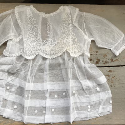 E-387　フランスアンティークベビードレス　コットンチュールレースドレス