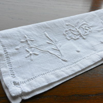 アンティーク ナプキン フランス 手刺繍 リネン セット