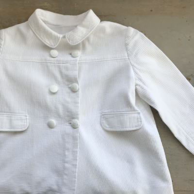 【日本発送】E-825 フランスアンティークベビーアウター/ベビージャケット/ベビー服　コットンピケ 44cm