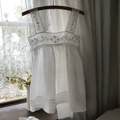 【日本発送】E-967 フランスアンティークベビードレス/ドールドレス　手刺繍コットン 55cm
