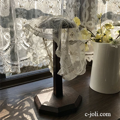 【日本発送】E-988 フランスアンティークチャイルドハット/ベビーハット/ベビー帽子/ボネ　コットンチュールレース